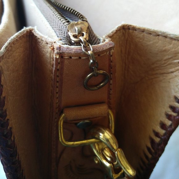 Vintage Handmade Leather Crossbody Bag Print Horse - Picture 2 of 14